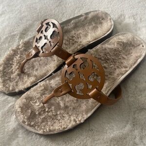 Women’s Tory Burch sandals size 9, with Sherpa lining
